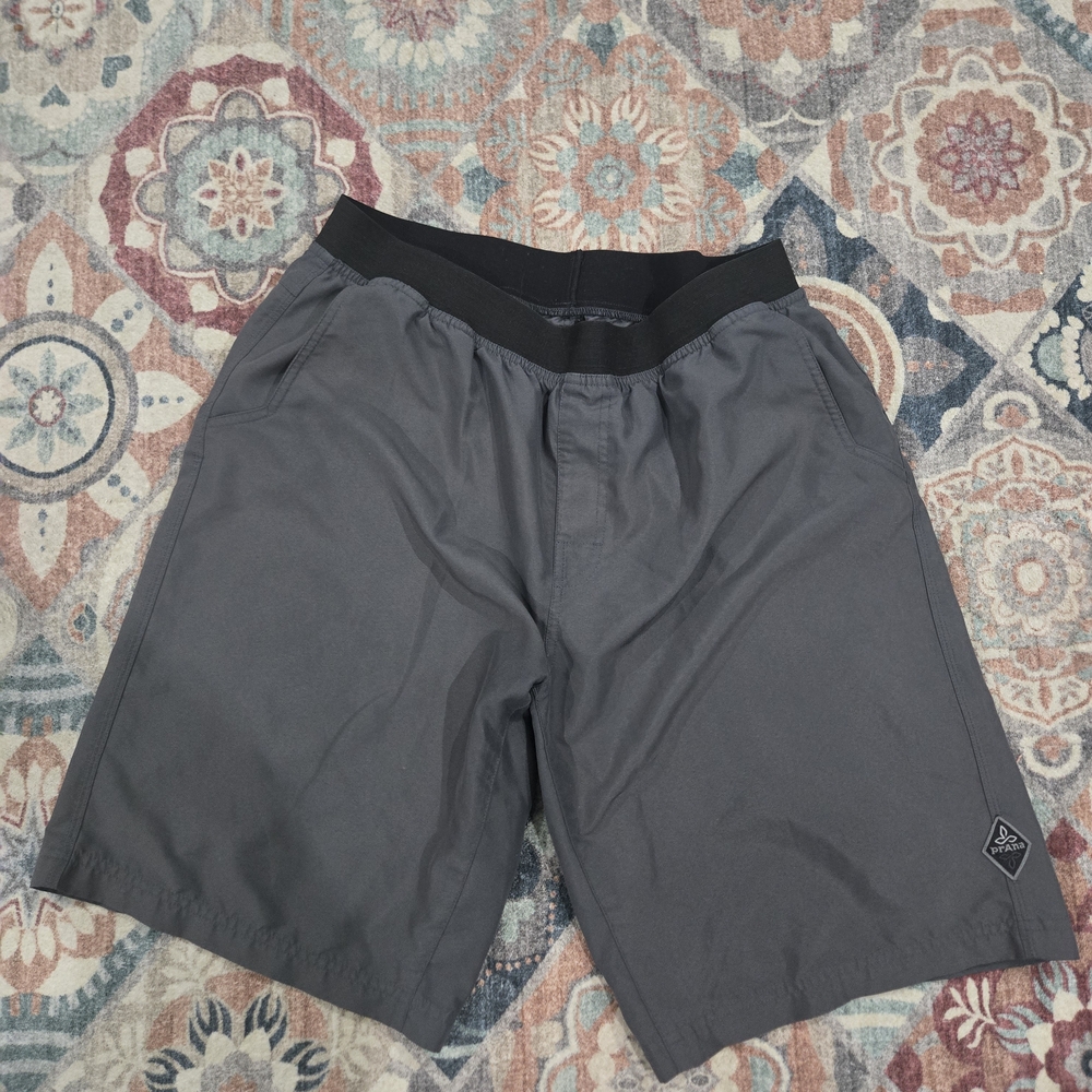 PrAna Men's Charcoal Gray Mojo Athletic Pull On Shorts XXL